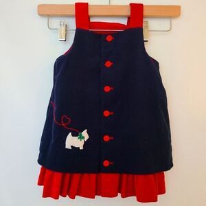 Florence Eiseman Blue & Red Reversible Corduroy Dress 2T